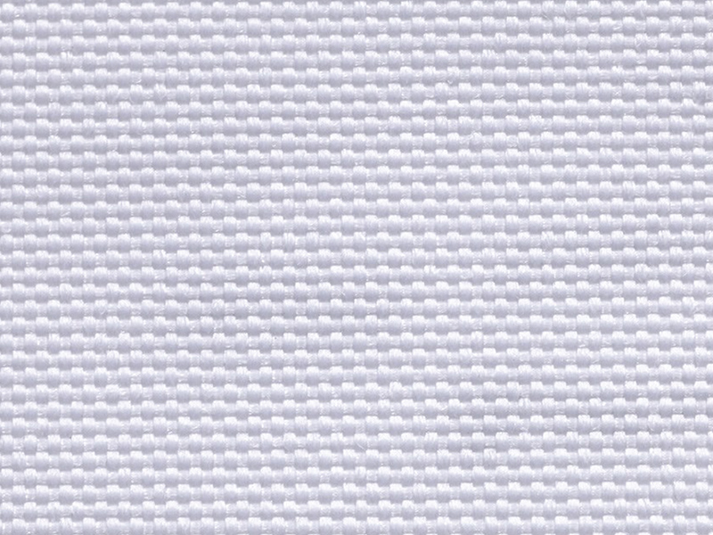 Biały materiał Lintex o gęstej, plecionej strukturze widocznej z bliska.